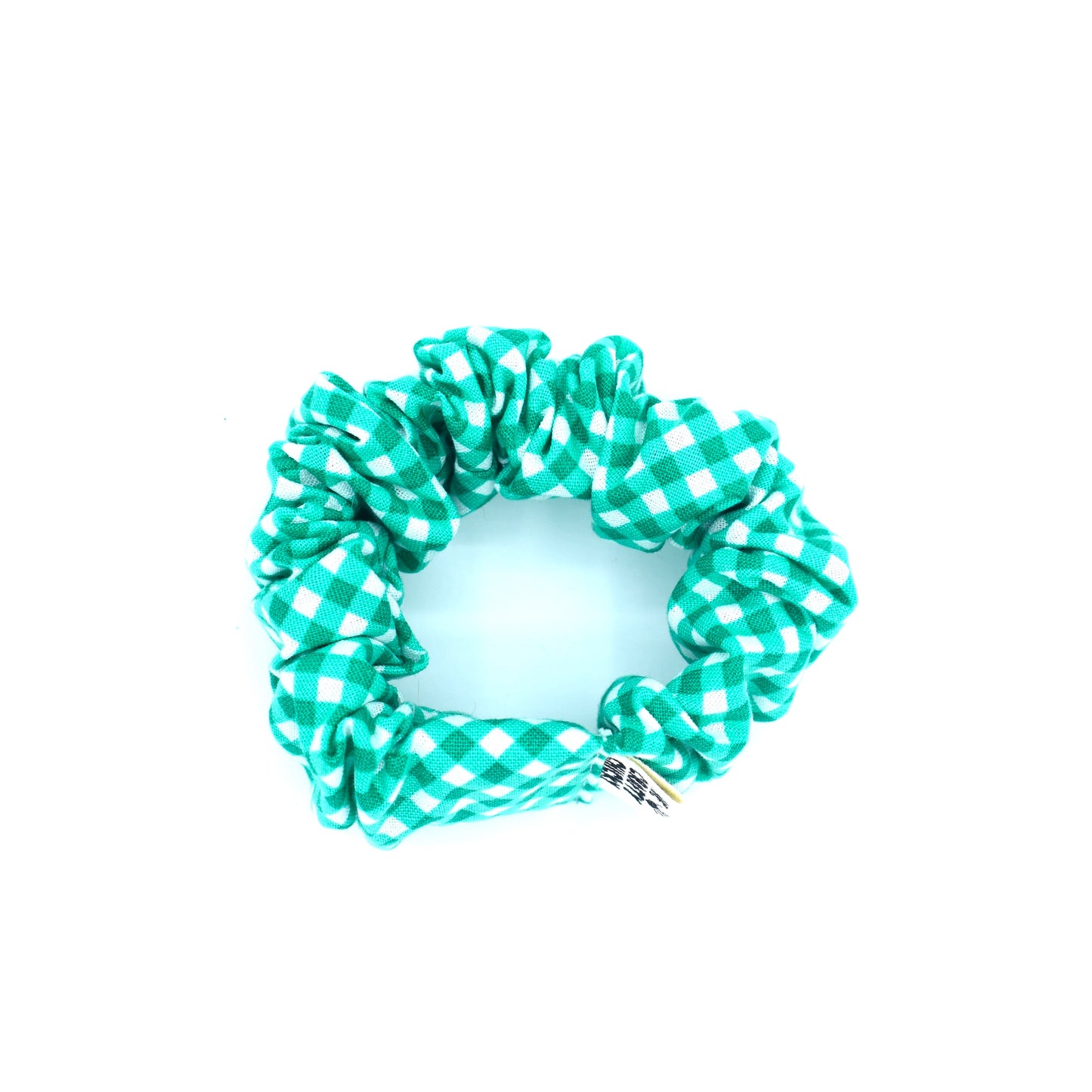 Green Checkered Scrunchie with The Crafty Chicky tag